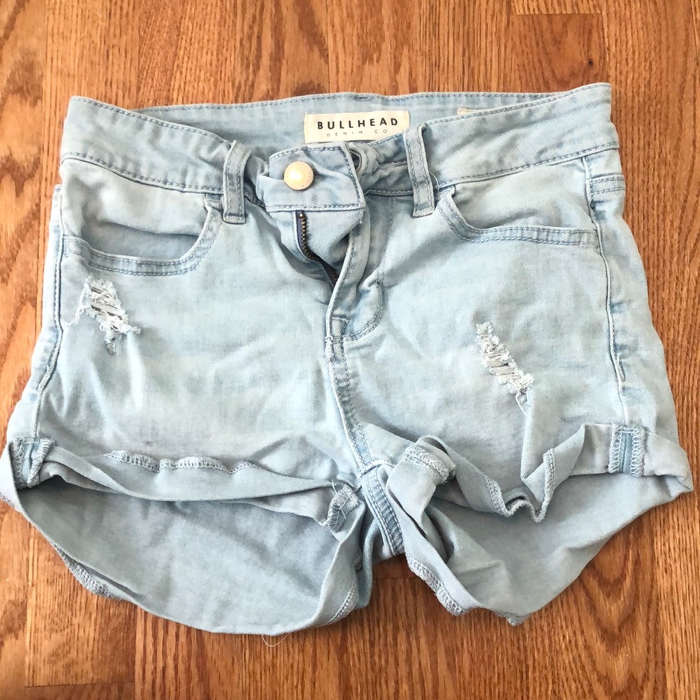 light washed jean shorts